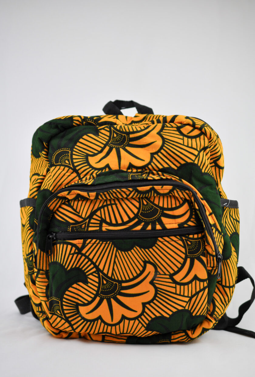 Divine Orange and Forest Green Ankara Backpack