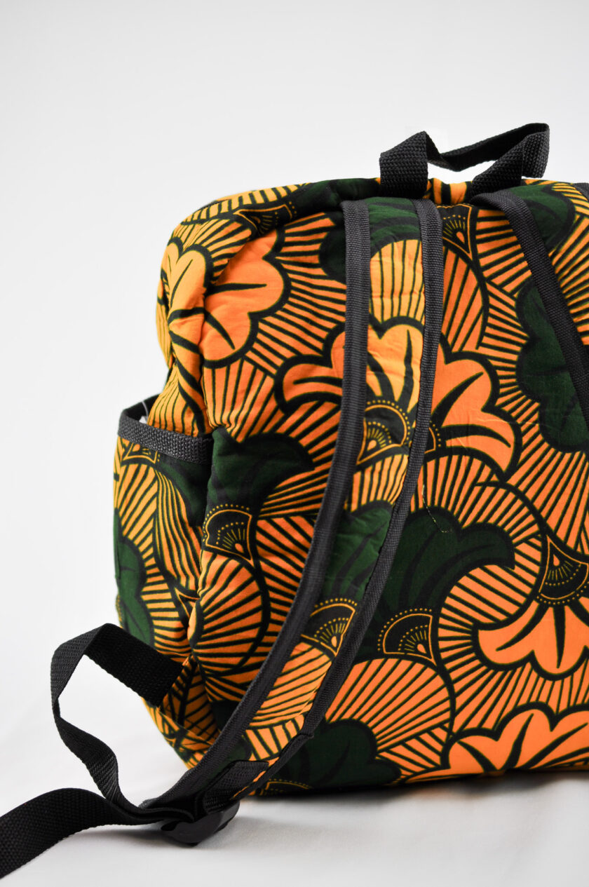 Divine Orange and Forest Green Ankara Backpack