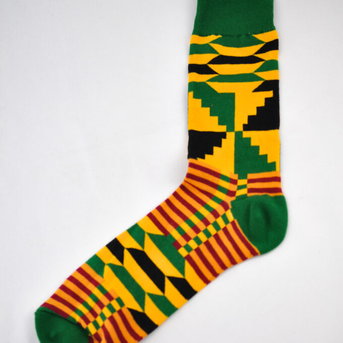 Tem Yellow, Green, Red and Black African Print Socks