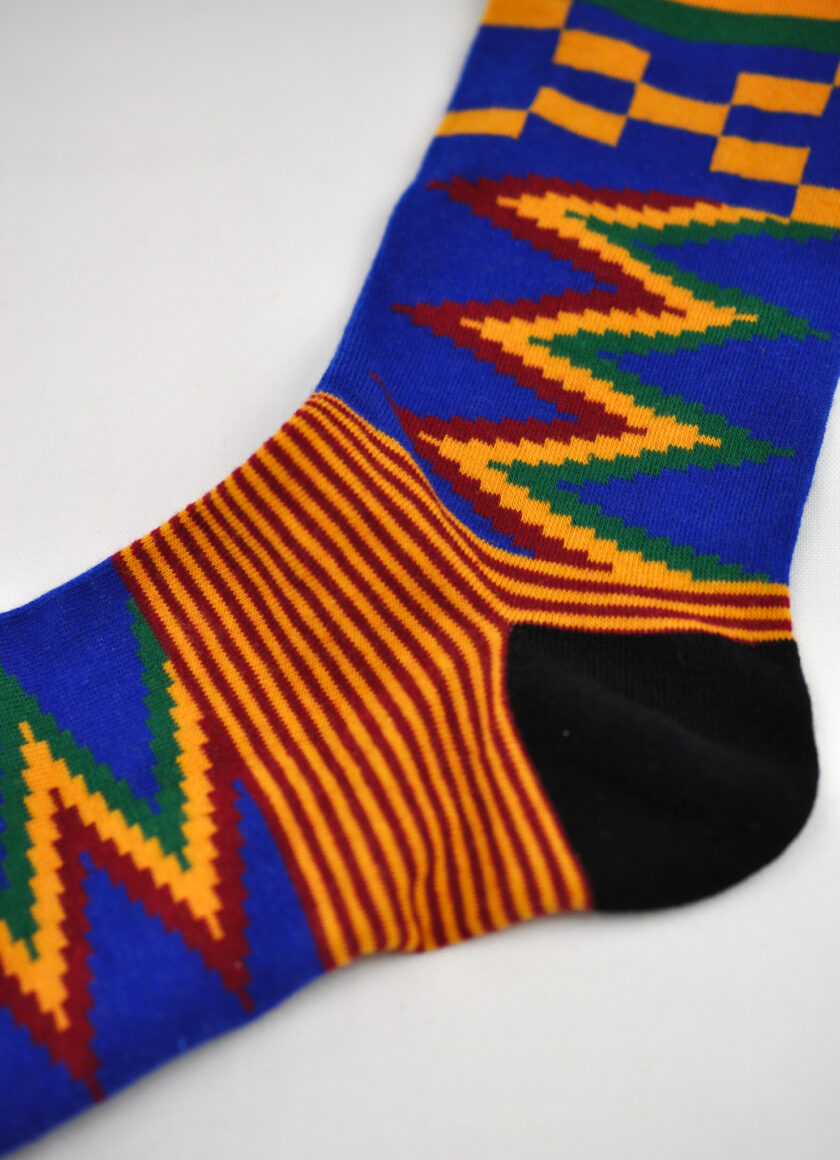 Ty vibrant Blue Multi-coloured African Print Socks