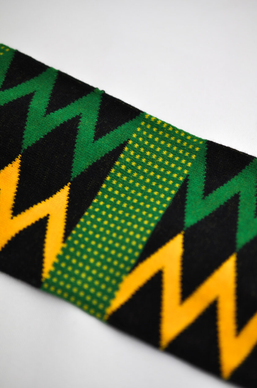 Romale Black, Green and Yellow African Print Socks