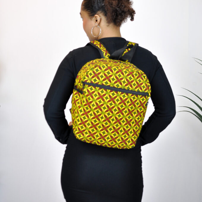 Jackie Yellow and Red Ankara Print Backpack