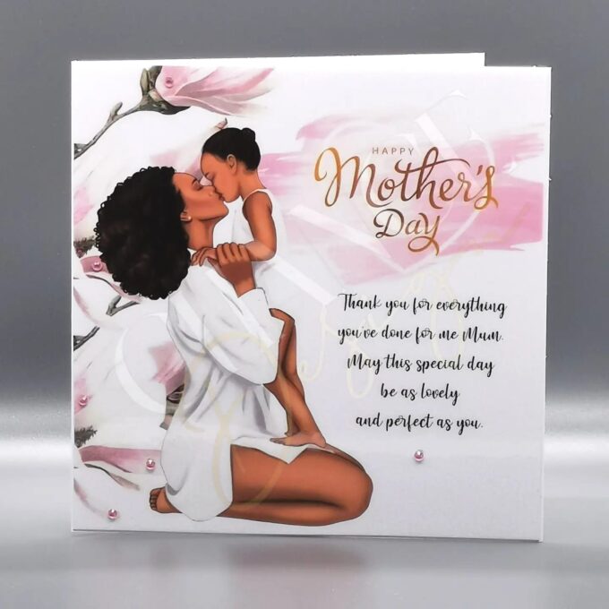 Mother and Daughter Kisses Mothers Day Card
