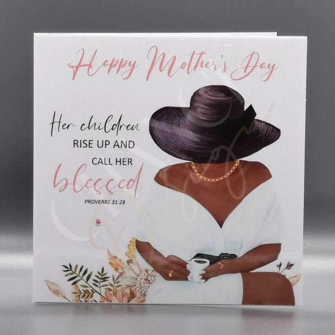Lady with drink and Proverbs Verse Mother’s Day Card