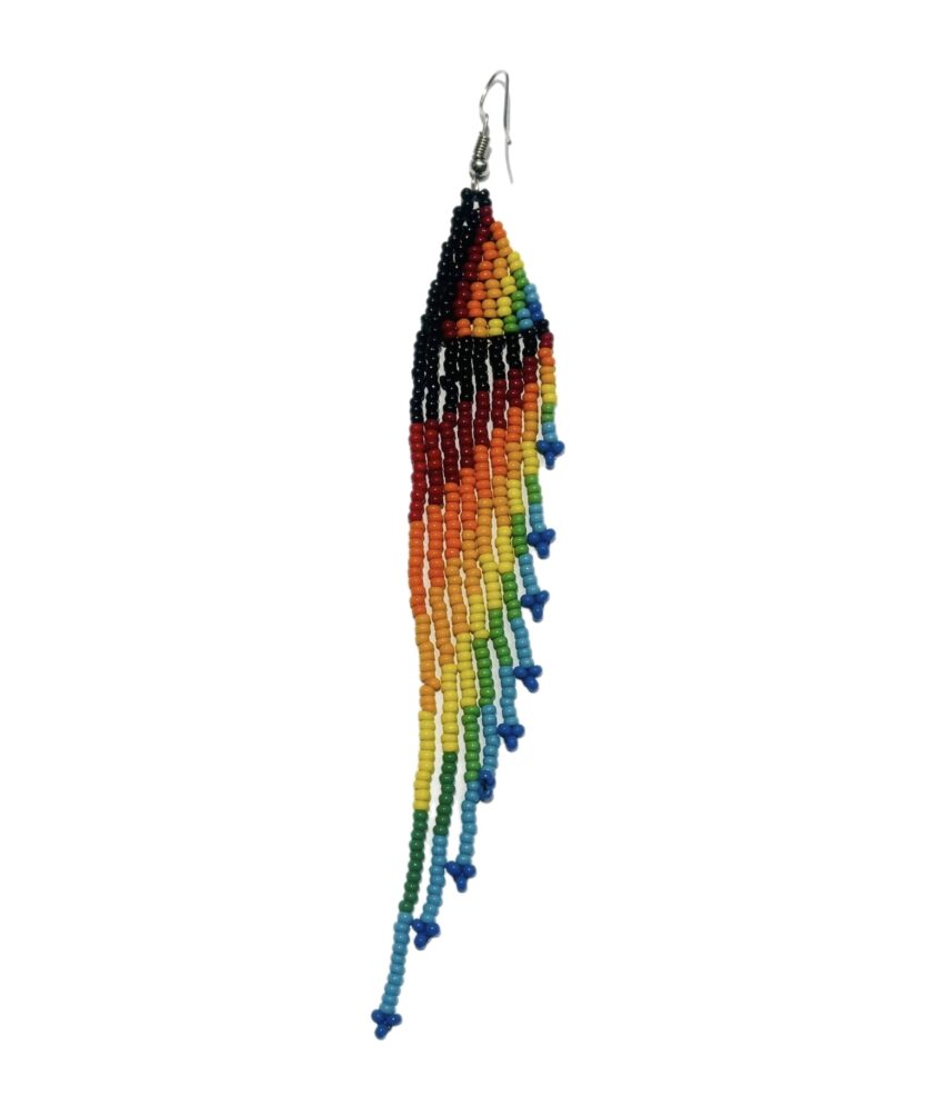 Ray Rainbow Long Tassel Kenyan Beaded Earrings