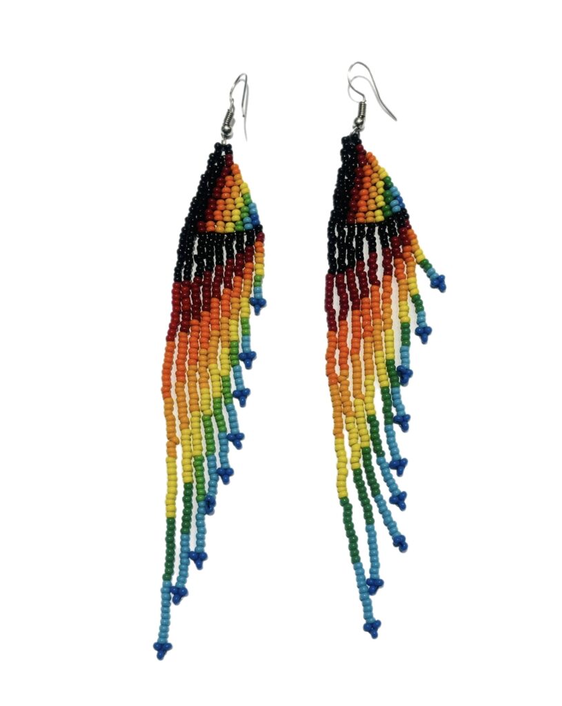 Ray Rainbow Long Tassel Kenyan Beaded Earrings