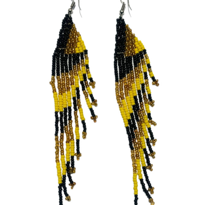 Ye Yellow Tassel Kenyan Beaded Earrings