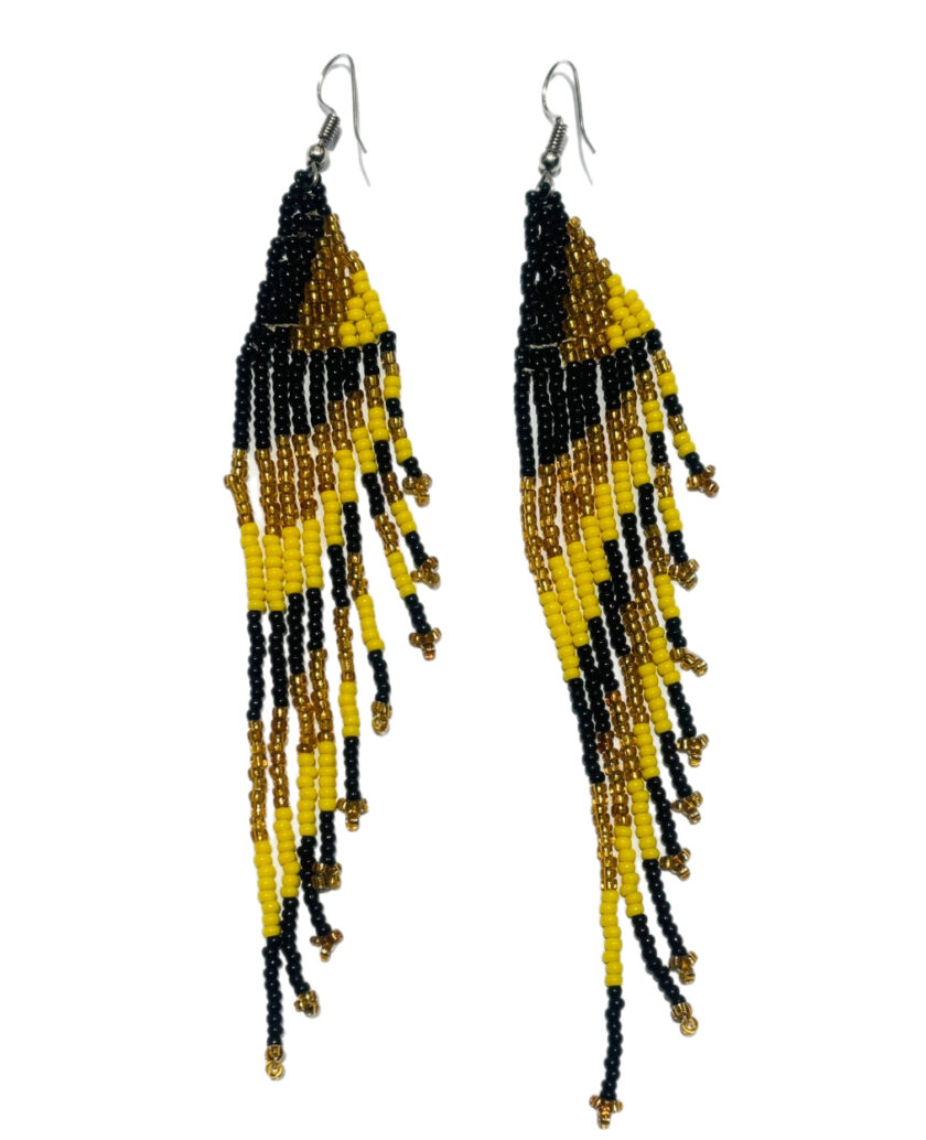 Ye Yellow Tassel Kenyan Beaded Earrings