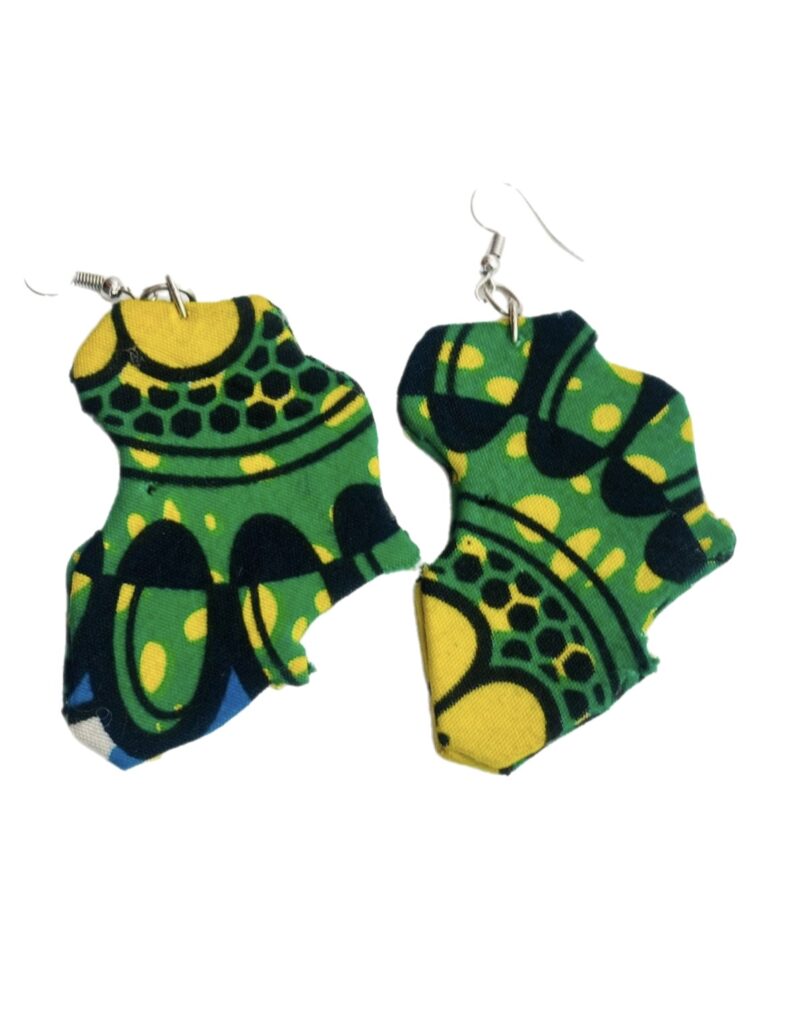 African Ankara Print Africa-shaped Hook Earring