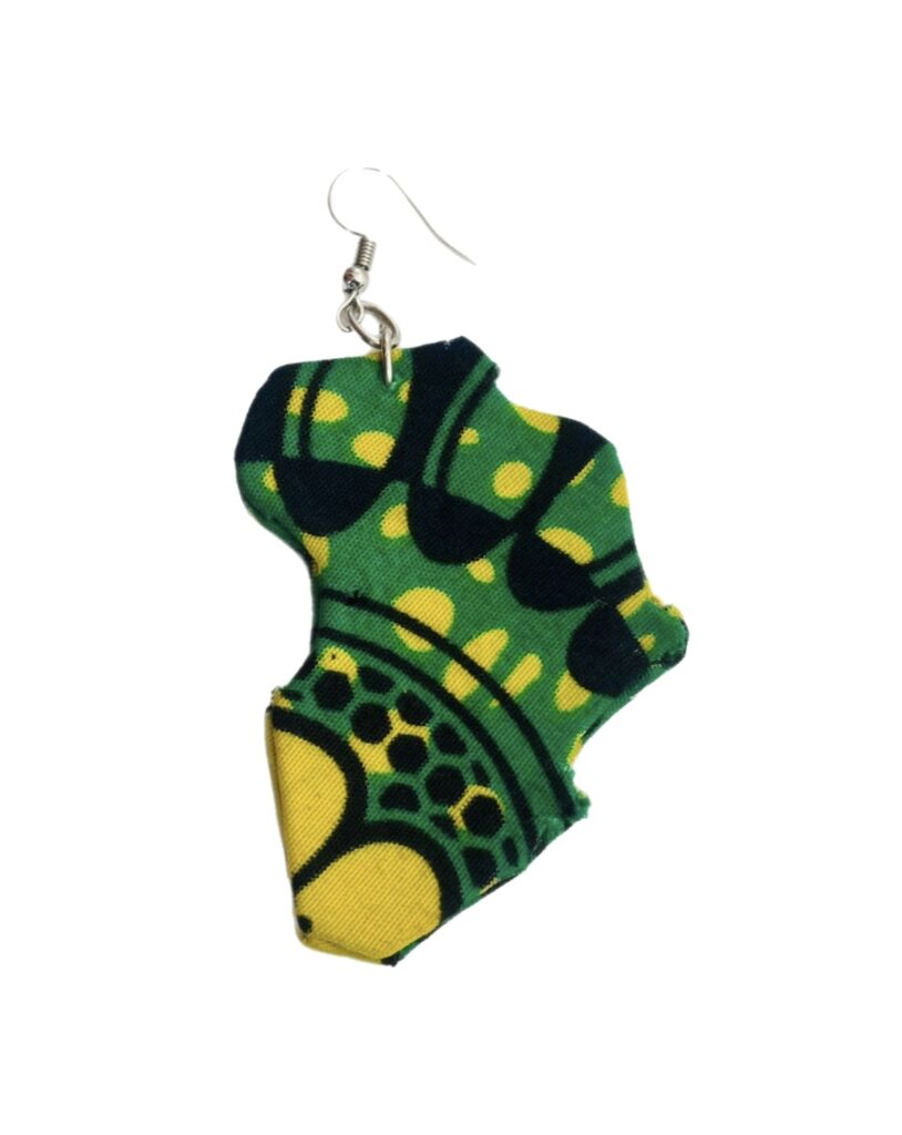 African Ankara Print Africa-shaped Hook Earring