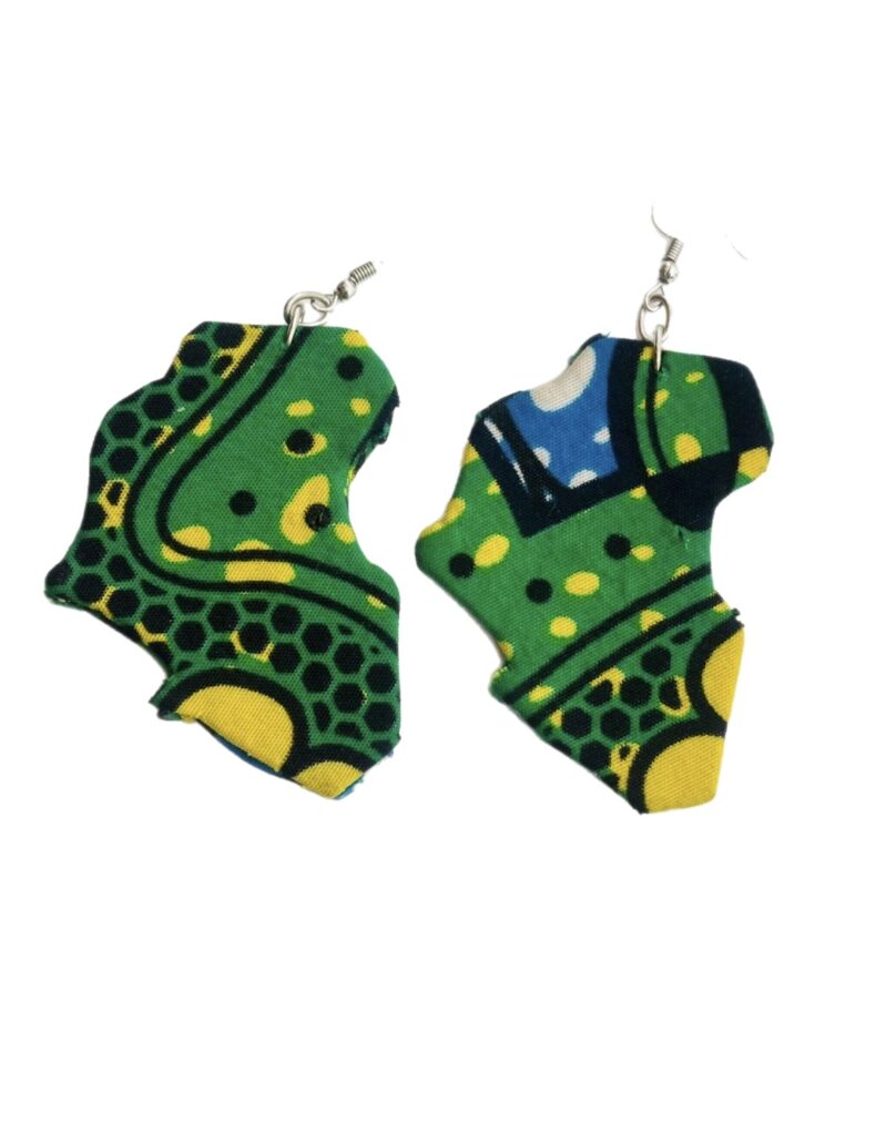 African Ankara Print Africa-shaped Hook Earring