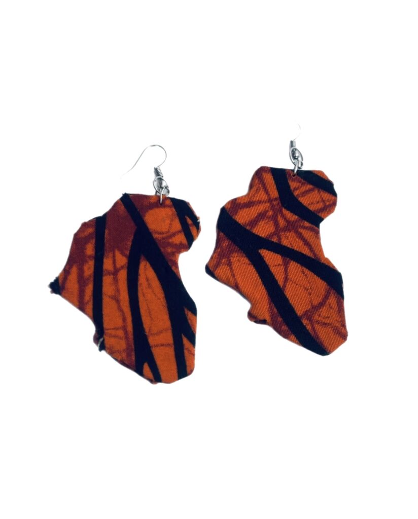 African Ankara Print Africa-shaped Hook Earring
