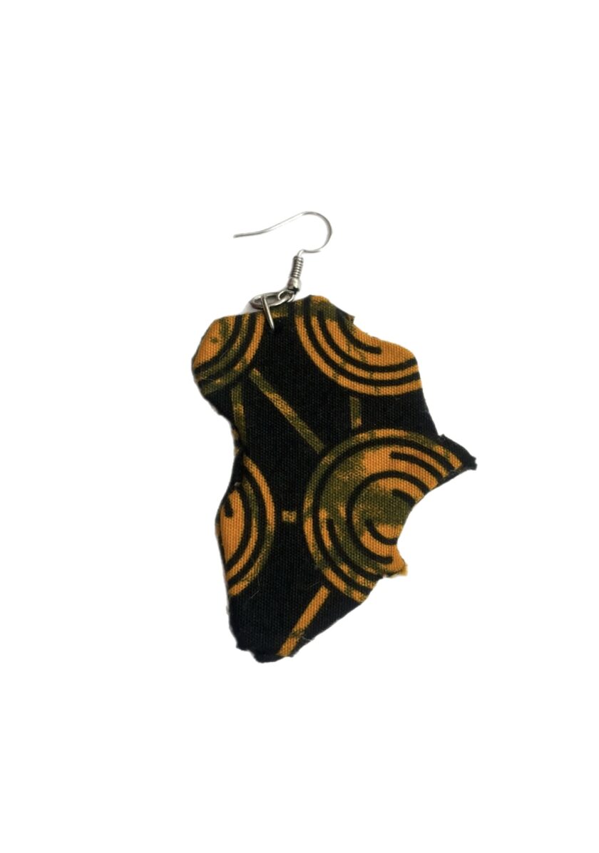 African Ankara Print Africa-shaped Hook Earring