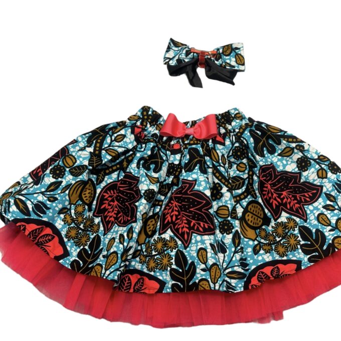 JTAphrique Custom Made Ankara Kids Bow & Skirt Set