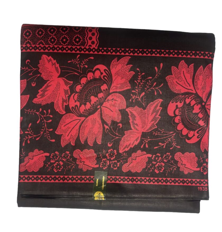 Bianca African Ankara Red and Black Abstract floral Design 6 Yards VIP Fabric