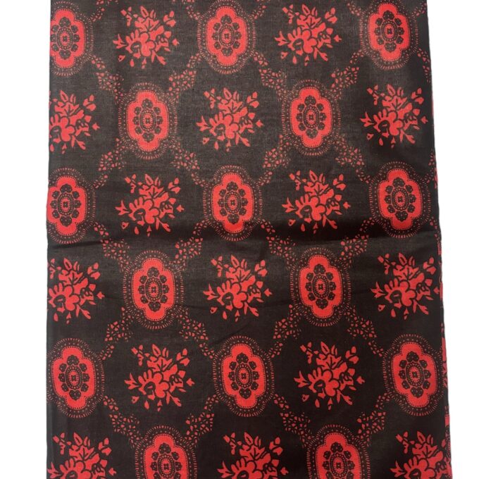 Lucy African Ankara Red and Black Abstract Design 6 Yards