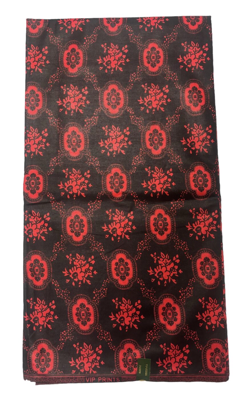 Lucy African Ankara Red and Black Abstract Design 6 Yards
