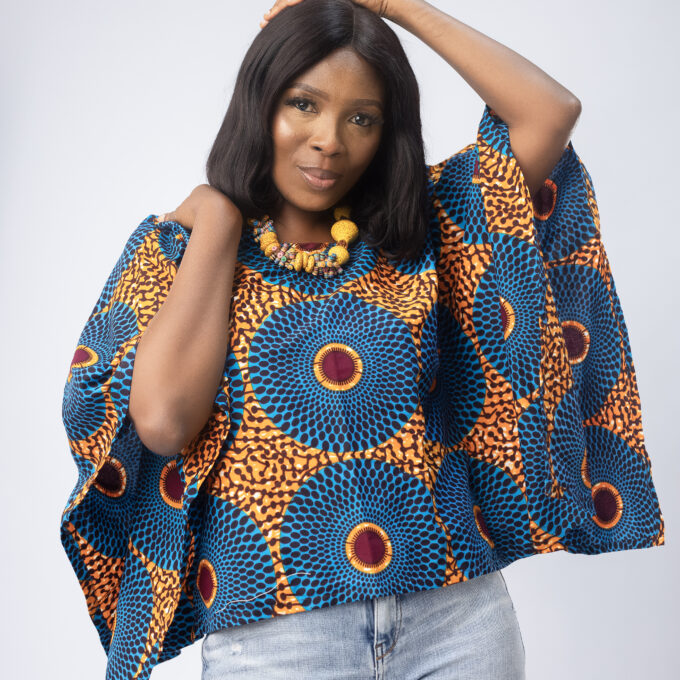 Beautiful Beau Batwing African Ankara Print Round Neck Top