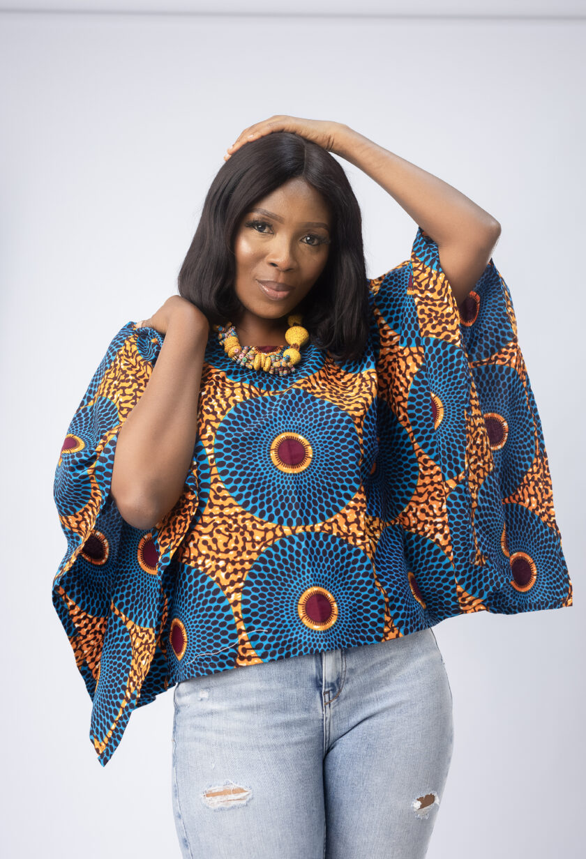 Beautiful Beau Batwing African Ankara Print Round Neck Top