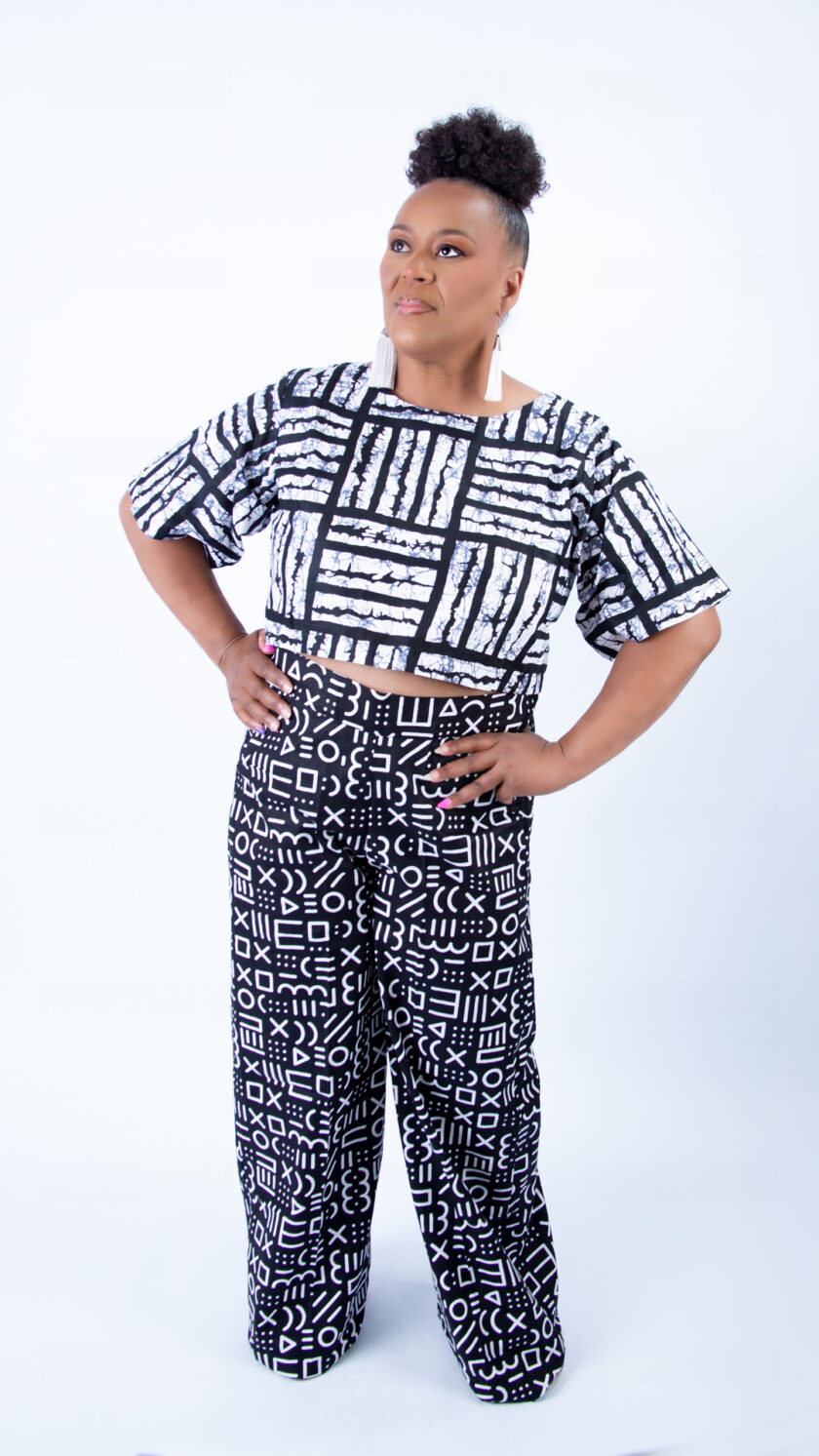 Beautiful Black and White Ankara Wide Leg Co-ord set