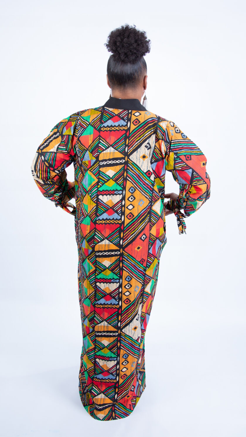 Vibrant Colourful African Symbol Design Oversized Kaftan