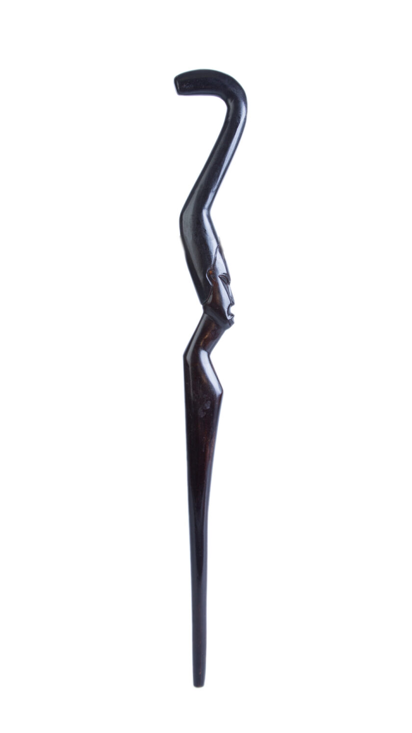 Beautifully Carved Black Face Wooden African Walking Stick