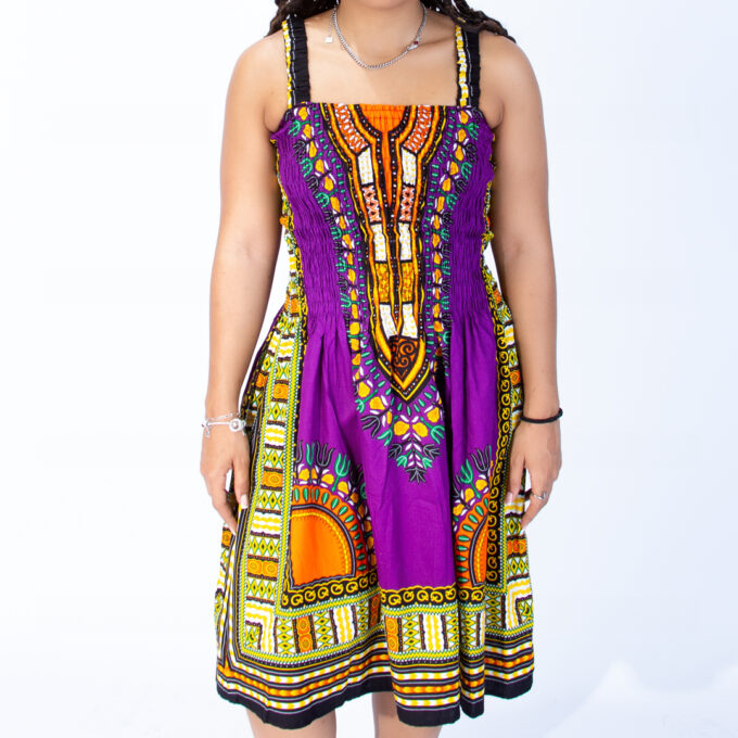 Beautiful Vibrant Strap Dashiki Swing Dress