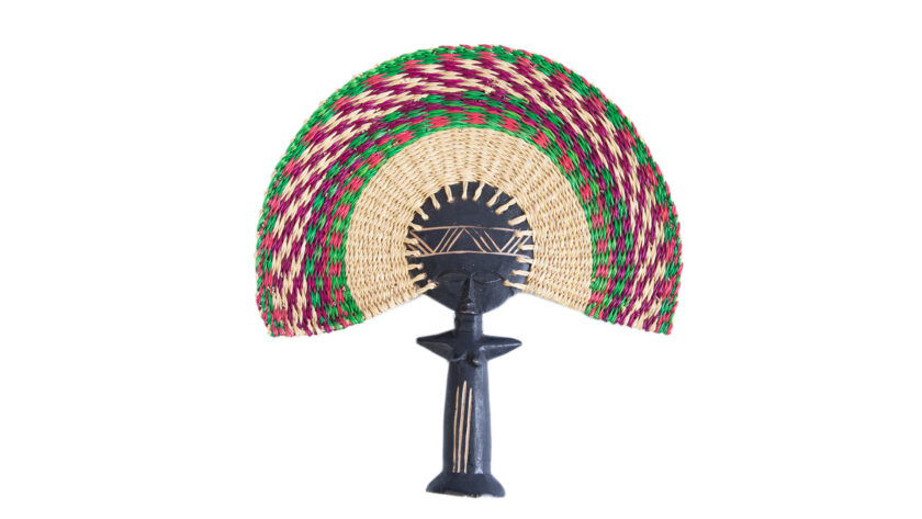 Beautiful Handmade Natural Straw Fan with Face Handle