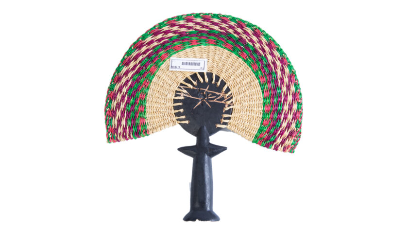 Beautiful Handmade Natural Straw Fan with Face Handle