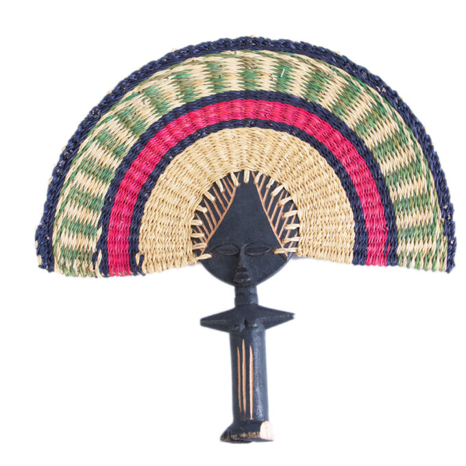 Beautiful Handmade Natural Straw Fan with Face Handle