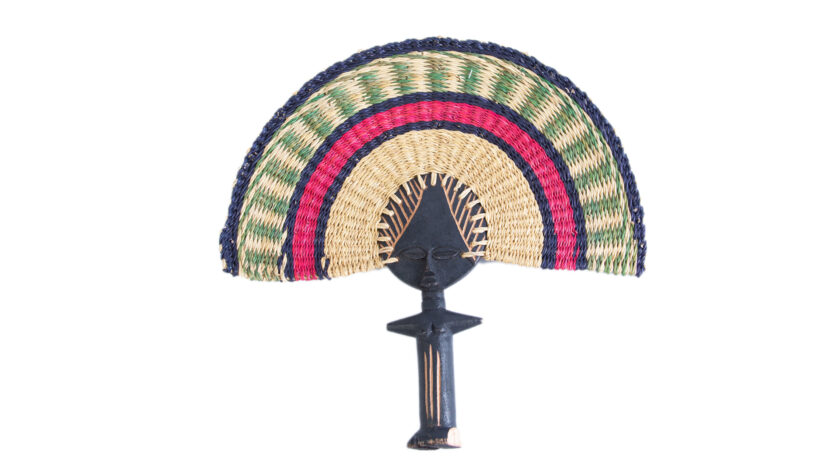 Beautiful Handmade Natural Straw Fan with Face Handle