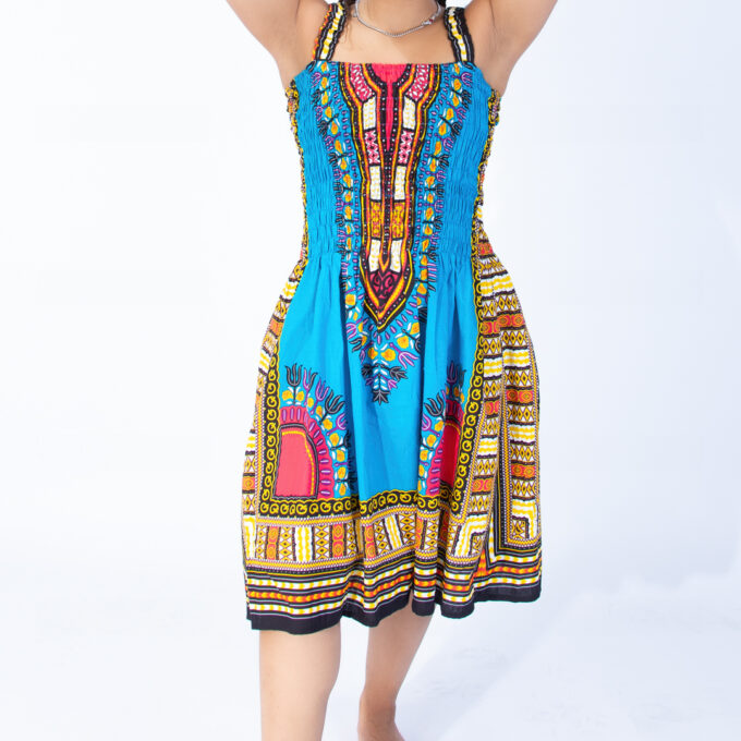 Beautiful Vibrant Strap Dashiki Swing Dress