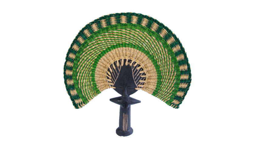 Beautiful Handmade Natural Straw Fan with Face Handle