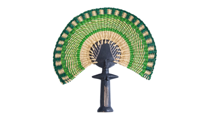 Beautiful Handmade Natural Straw Fan with Face Handle