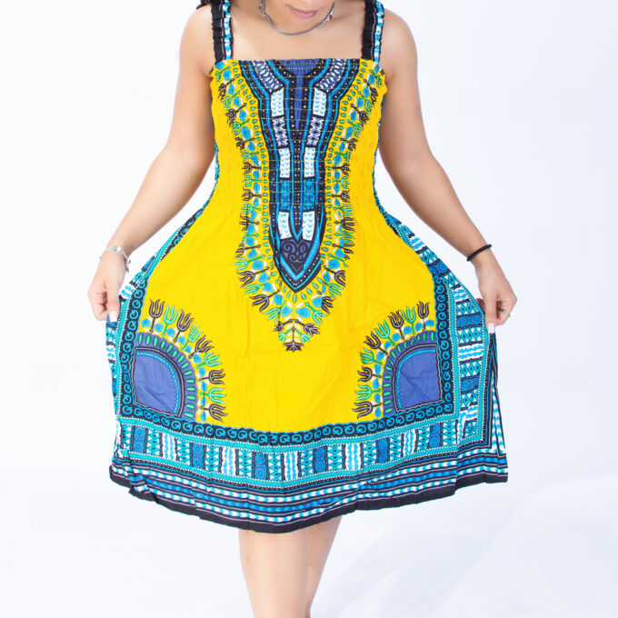 Beautiful Vibrant Strap Dashiki Swing Dress