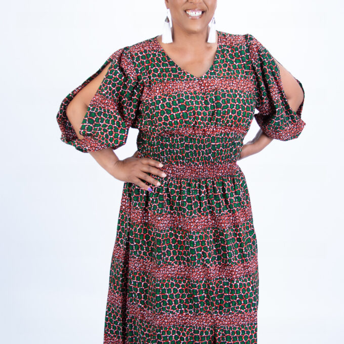 Alluring Deep Green Red Beautiful Ankara Leopard Dress