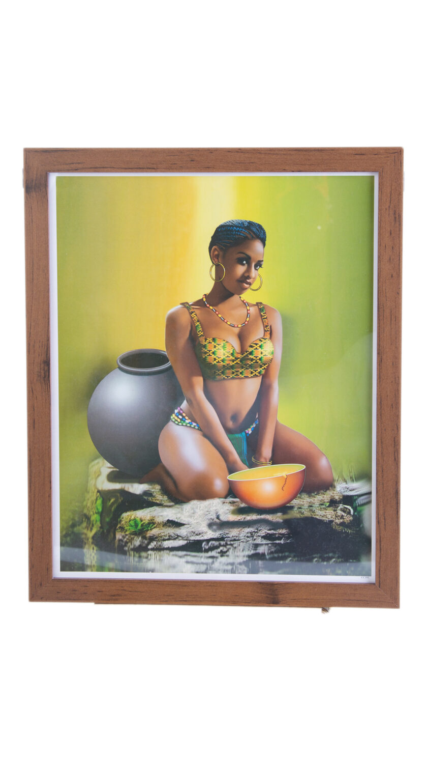 Beautiful Black Lady Kneeling on Rocks Wall Decor