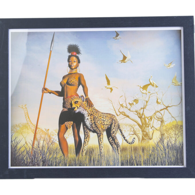 Powerful Woman and Leopard Wall Decor Picture