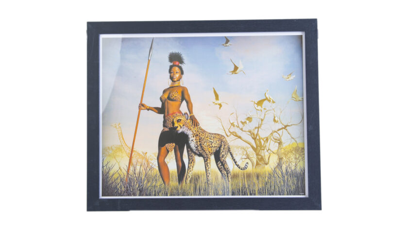 Powerful Woman and Leopard Wall Decor Picture