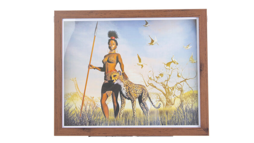 Powerful Woman and Leopard Wall Decor Picture