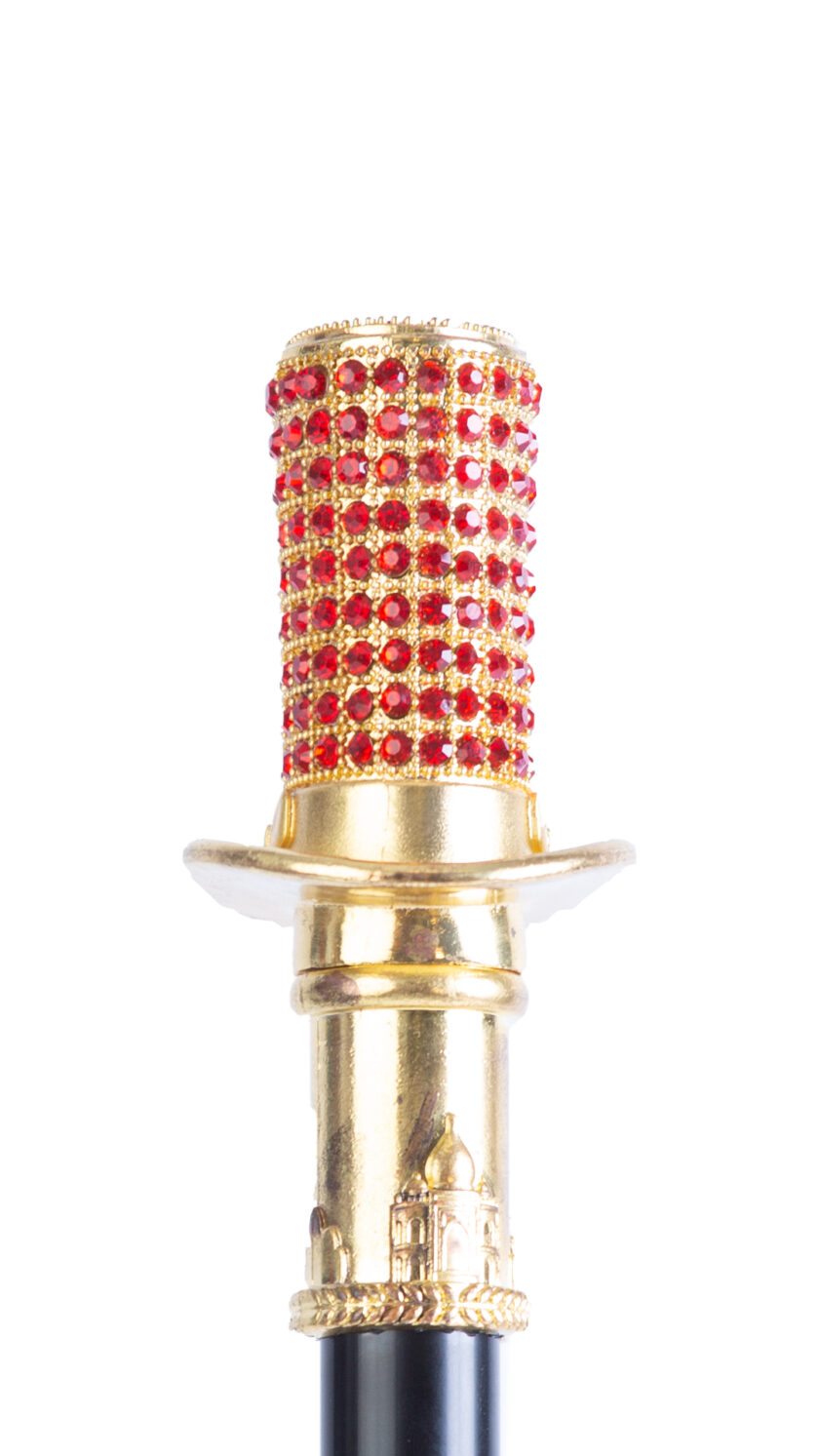 Magnificent Jewelled Top Hat Occasion African Walking Stick