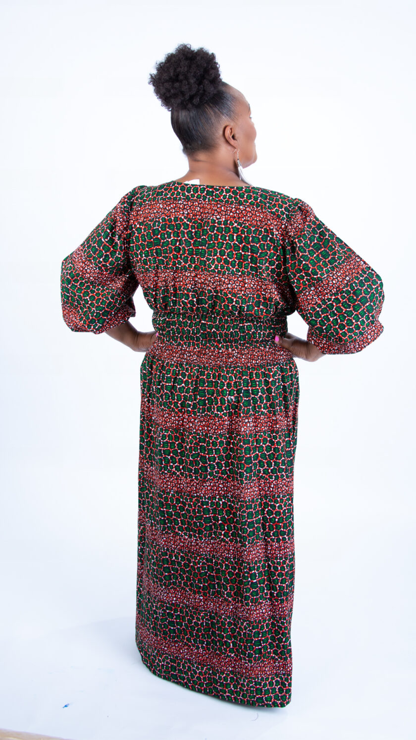 Alluring Deep Green Red Beautiful Ankara Leopard Dress