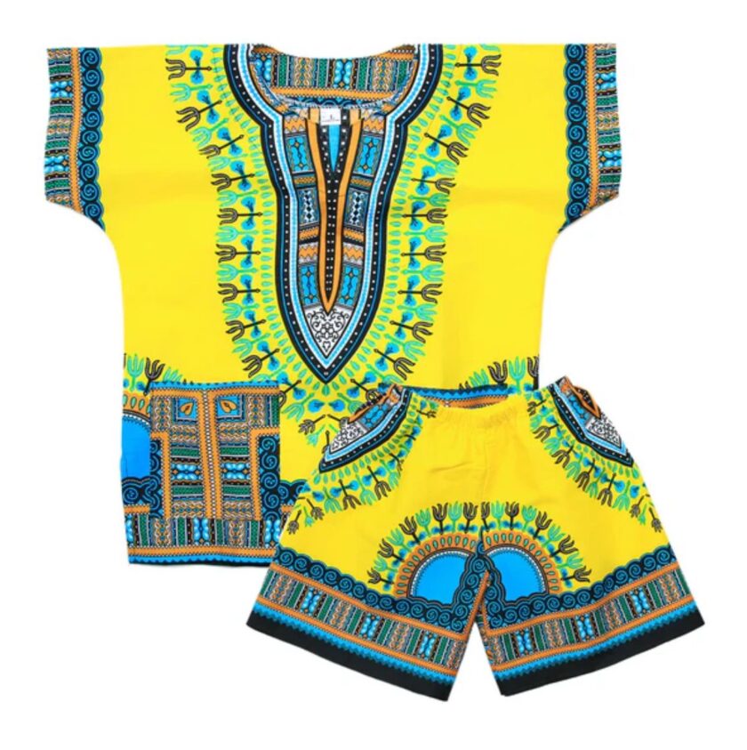 vibrant and traditional Children's Dashiki Set