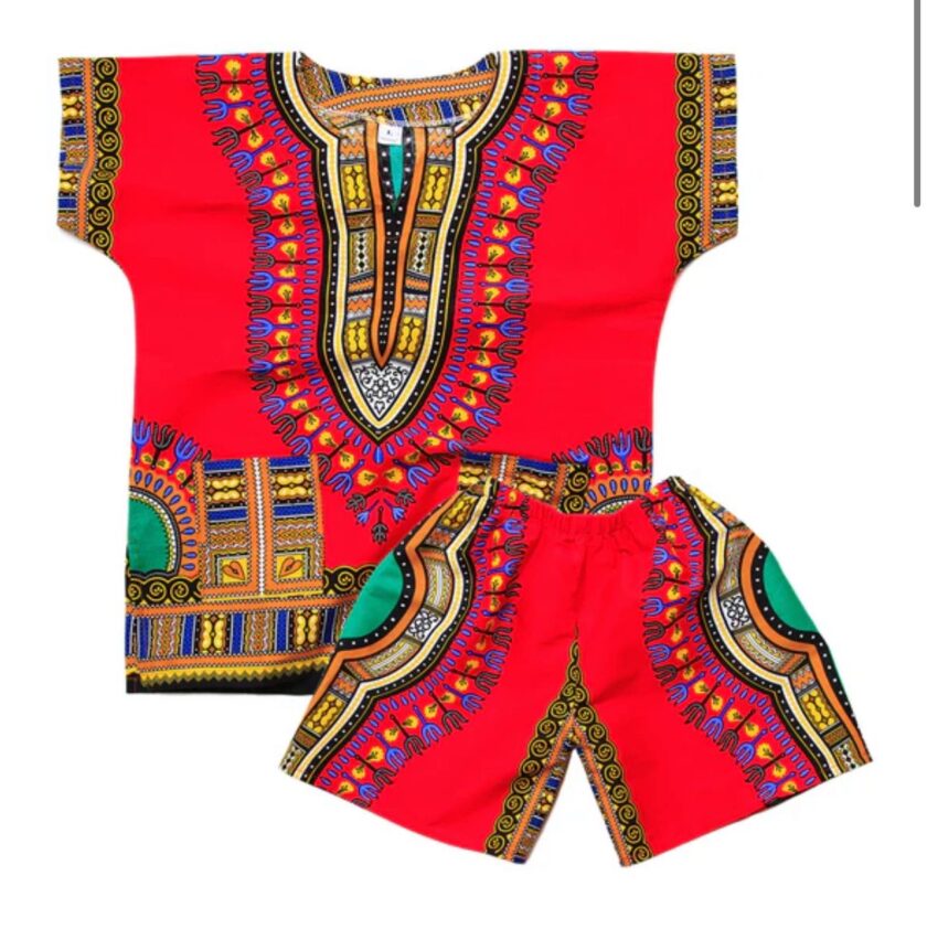 vibrant and traditional Children's Dashiki Set