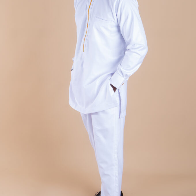 Alluring Sam Gold Zip White Traditional long Sleeve Suit