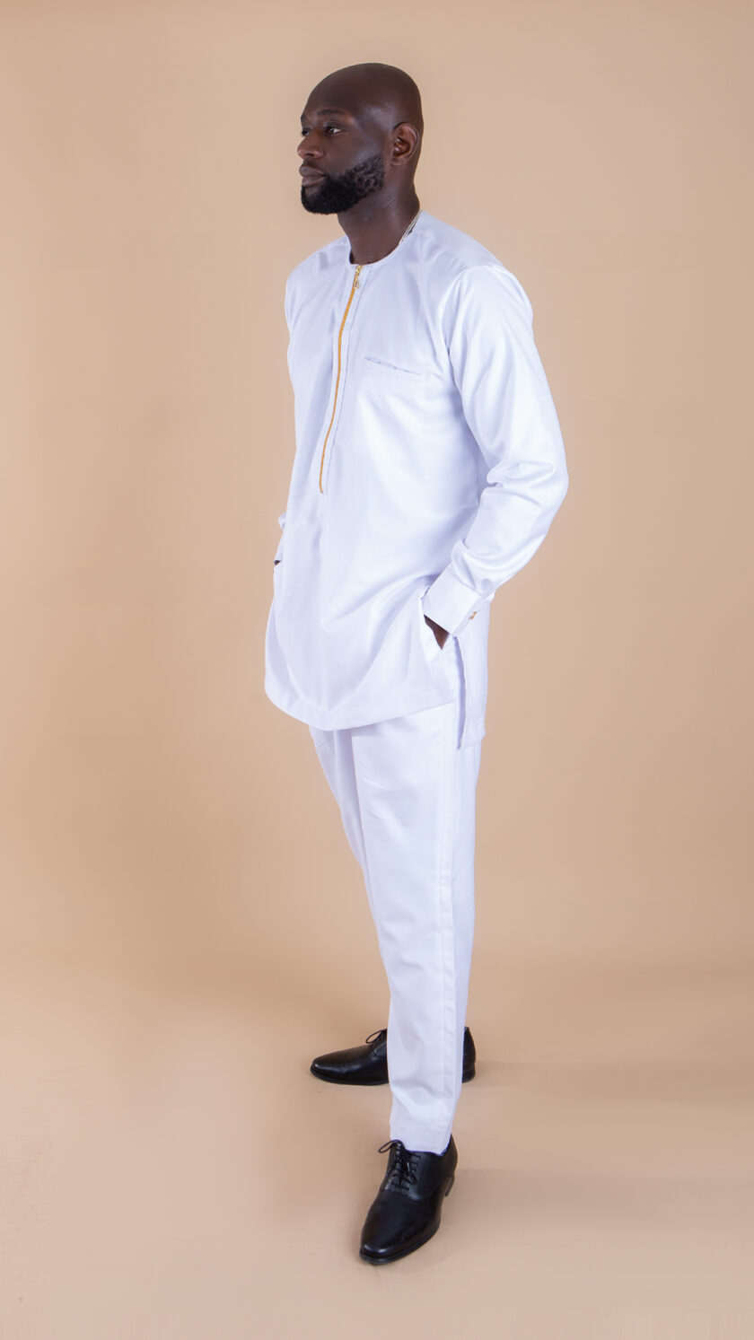 Alluring Sam Gold Zip White Traditional long Sleeve Suit