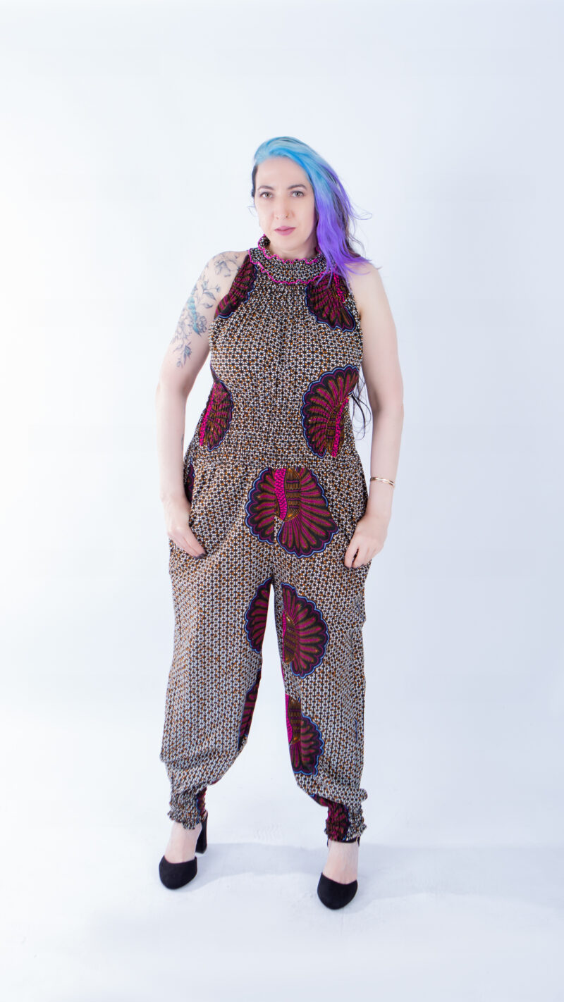 Vibrant Helen High Neck Floral Ankara Print Jumpsuit