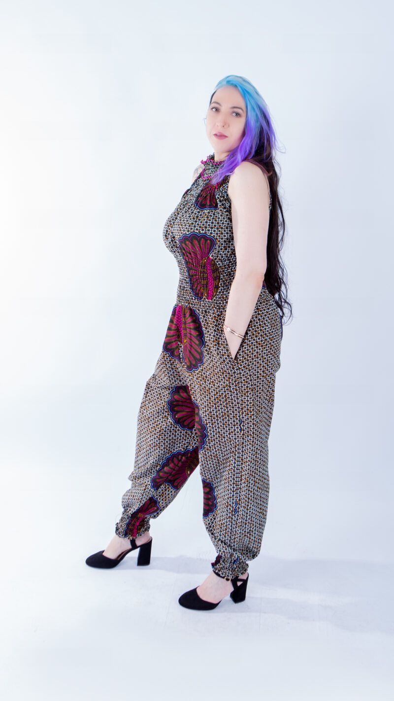 Vibrant Helen High Neck Floral Ankara Print Jumpsuit
