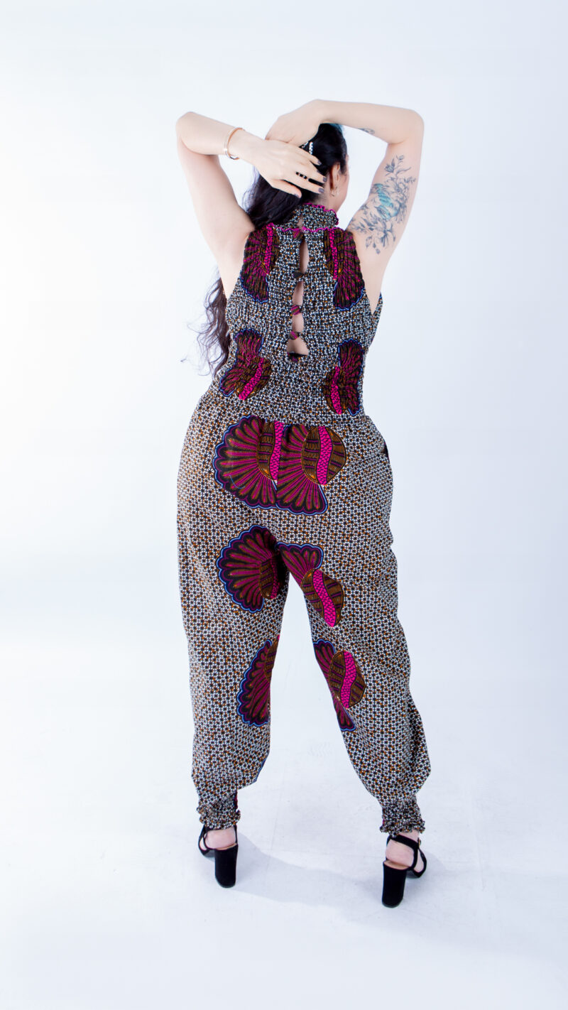 Vibrant Helen High Neck Floral Ankara Print Jumpsuit