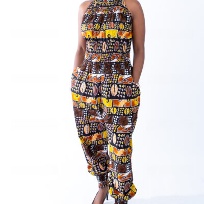 Beautiful Helen High Neck Tribal Ankara Print Jumpsuit
